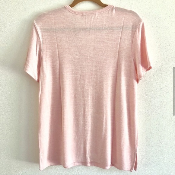 T TAHARI Short Sleeve V-Neck Rayon Blend Jersey Top, Pink, Medium, NWT - Picture 2 of 8